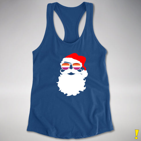 Santa’s Lesbian Pride Flag Shades Racerback Tank - Royal